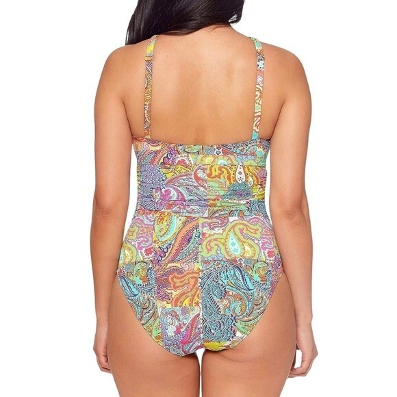 NWT Bleu Rod Beattie Paisley Print Halterneck One-Piece Swimsuit Size 10 NEW - Picture 5 of 14